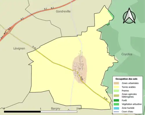 Carte en couleurs présentant l'occupation des sols.