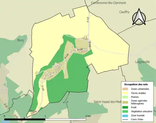 Carte en couleurs présentant l'occupation des sols.