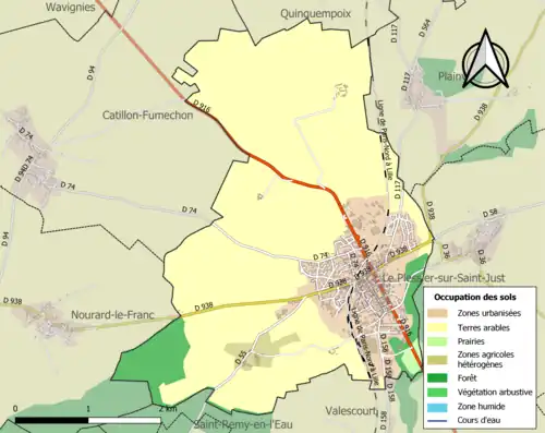 Carte en couleurs présentant l'occupation des sols.