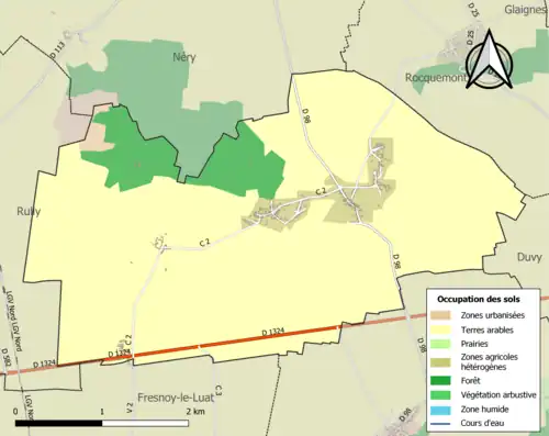 Carte en couleurs présentant l'occupation des sols.