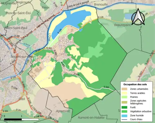 Carte en couleurs présentant l'occupation des sols.