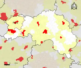 Localisation de l'aire d'attraction de Flers dans le département de l'Orne.