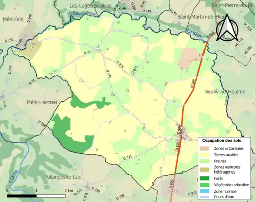 Carte en couleurs présentant l'occupation des sols.