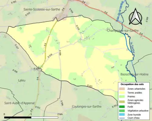 Carte en couleurs présentant l'occupation des sols.