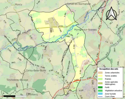 Carte en couleurs présentant l'occupation des sols.