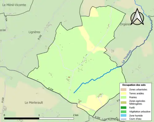 Carte en couleurs présentant l'occupation des sols.