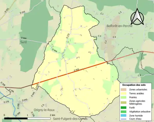Carte en couleurs présentant l'occupation des sols.