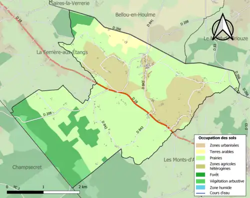 Carte en couleurs présentant l'occupation des sols.