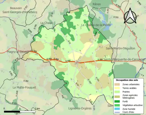 Carte en couleurs présentant l'occupation des sols.