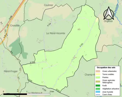 Carte en couleurs présentant l'occupation des sols.