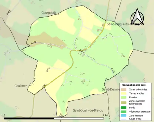 Carte en couleurs présentant l'occupation des sols.