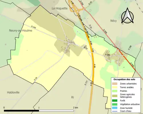 Carte en couleurs présentant l'occupation des sols.