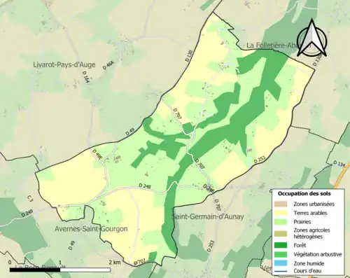 Carte en couleurs présentant l'occupation des sols.
