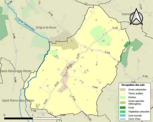 Carte en couleurs présentant l'occupation des sols.
