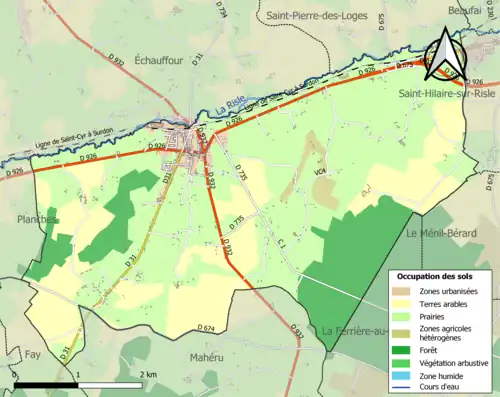Carte en couleurs présentant l'occupation des sols.