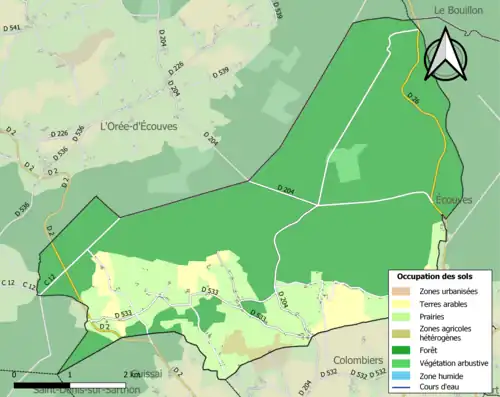 Carte en couleurs présentant l'occupation des sols.