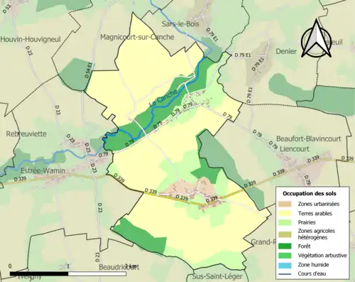 Carte en couleurs présentant l'occupation des sols.