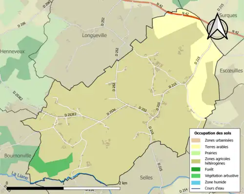 Carte en couleurs présentant l'occupation des sols.