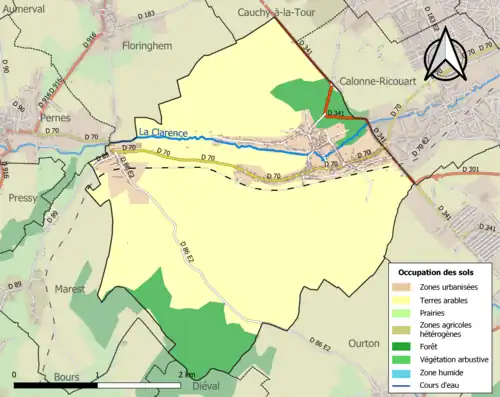 Carte en couleurs présentant l'occupation des sols.