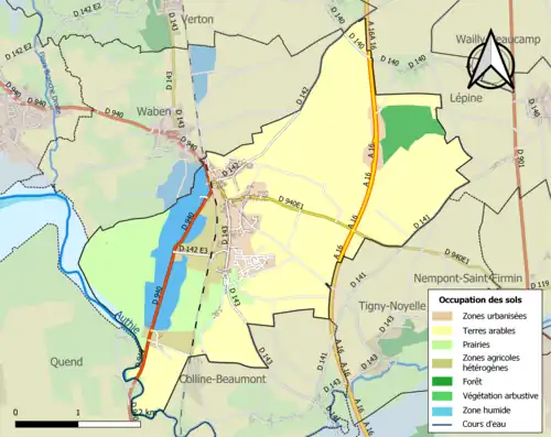 Carte en couleurs présentant l'occupation des sols.