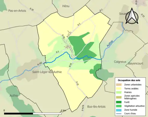 Carte en couleurs présentant l'occupation des sols.