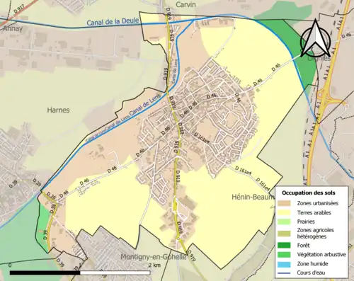 Carte en couleurs présentant l'occupation des sols.