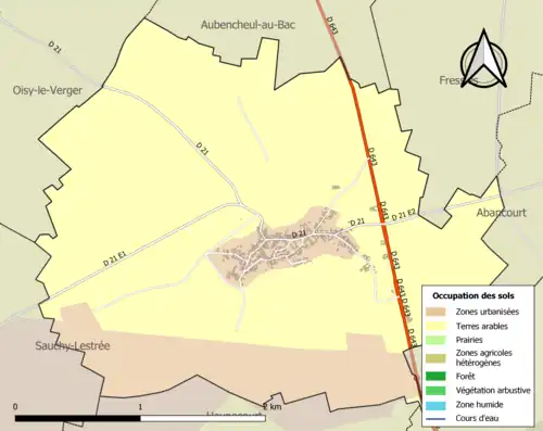Carte en couleurs présentant l'occupation des sols.