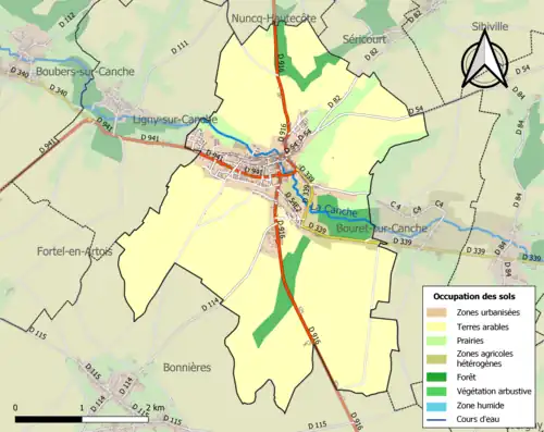 Carte en couleurs présentant l'occupation des sols.