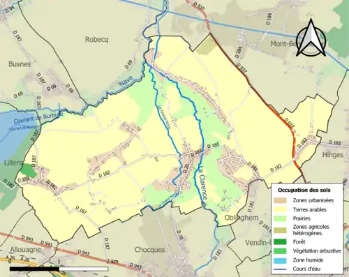 Carte en couleurs présentant l'occupation des sols.