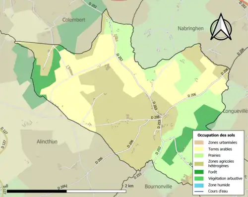 Carte en couleurs présentant l'occupation des sols.