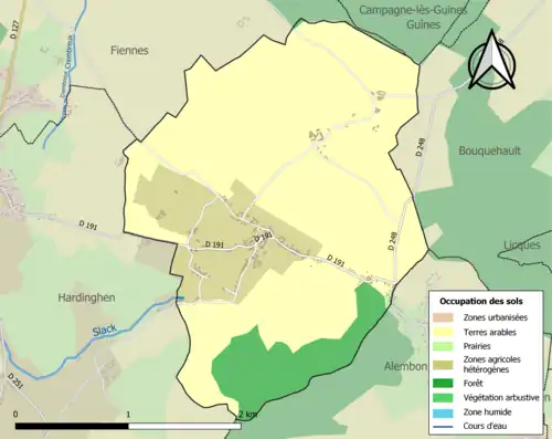 Carte en couleurs présentant l'occupation des sols.