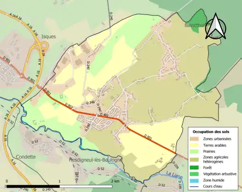 Carte en couleurs présentant l'occupation des sols.