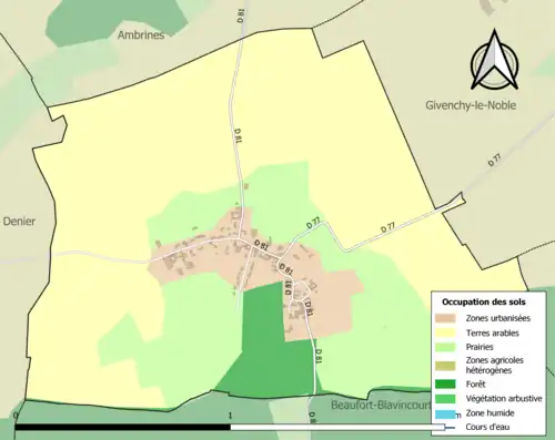 Carte en couleurs présentant l'occupation des sols.