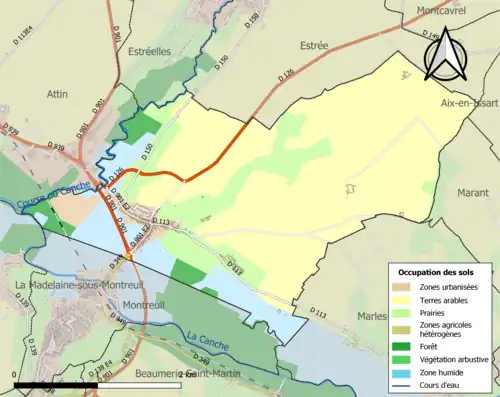 Carte en couleurs présentant l'occupation des sols.