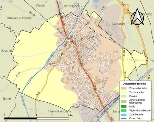Carte en couleurs présentant l'occupation des sols.
