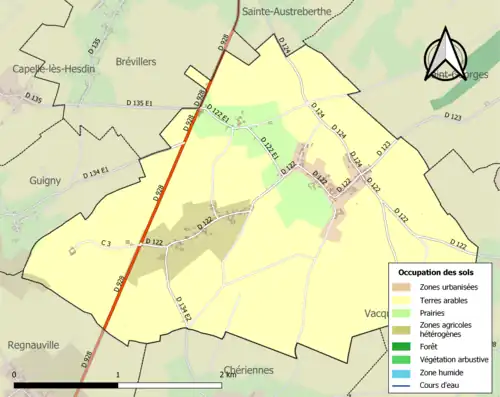 Carte en couleurs présentant l'occupation des sols.