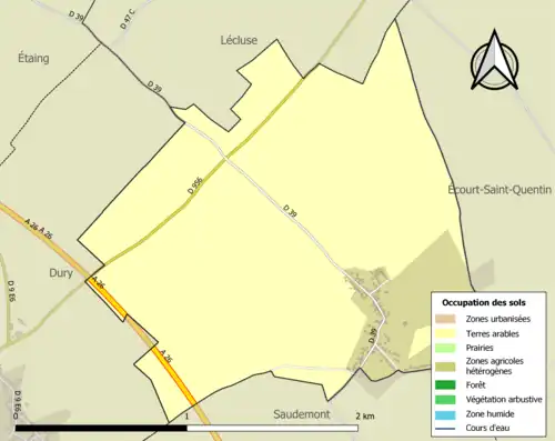 Carte en couleurs présentant l'occupation des sols.