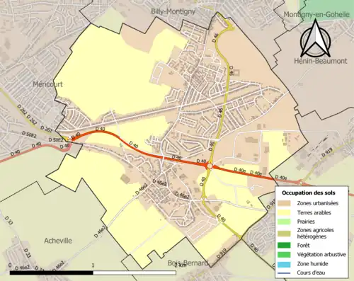 Carte en couleurs présentant l'occupation des sols.
