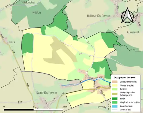Carte en couleurs présentant l'occupation des sols.