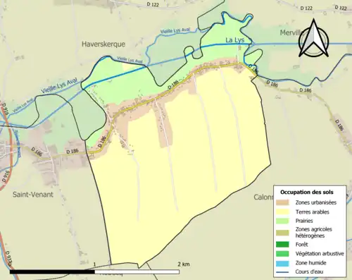 Carte en couleurs présentant l'occupation des sols.