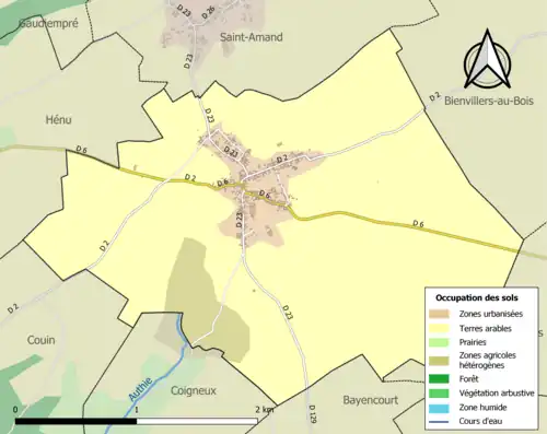 Carte en couleurs présentant l'occupation des sols.