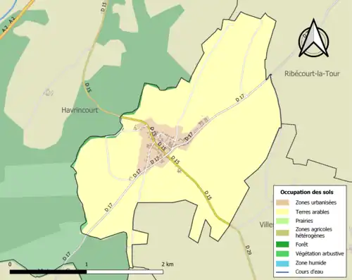 Carte en couleurs présentant l'occupation des sols.