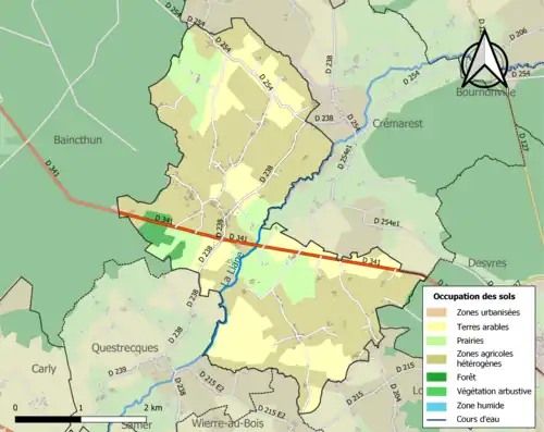 Carte en couleurs présentant l'occupation des sols.