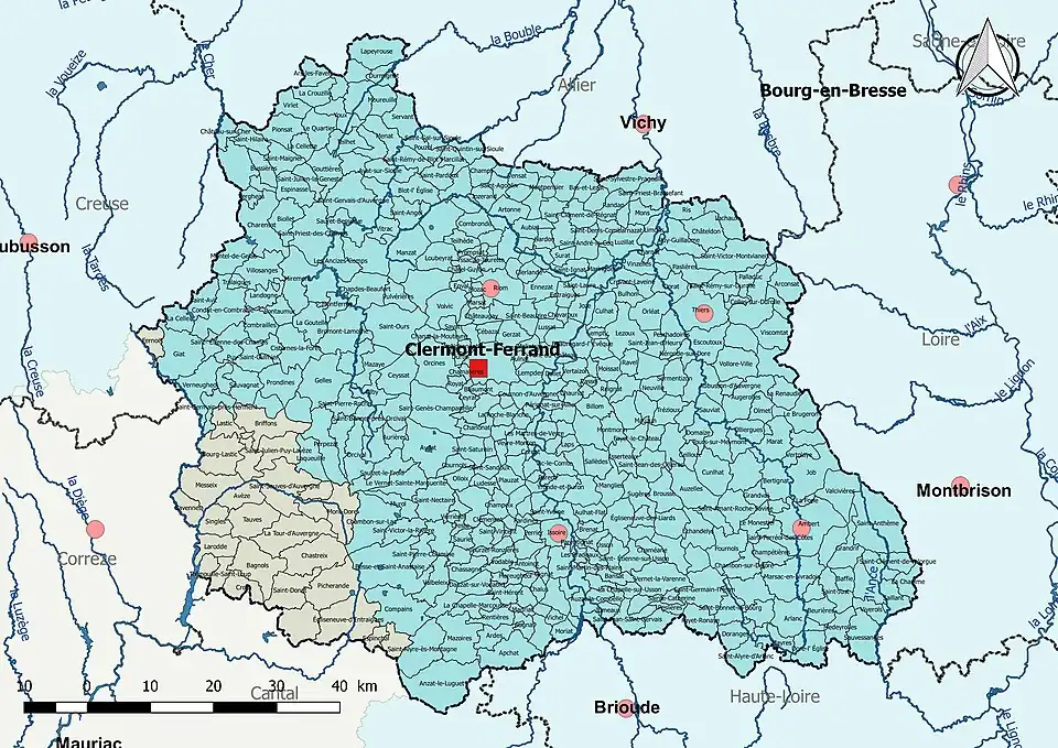 Le Puy-de-Dôme est découpé en deux bassins DCE : Loire-Bretagne et Adour-Garonne.
