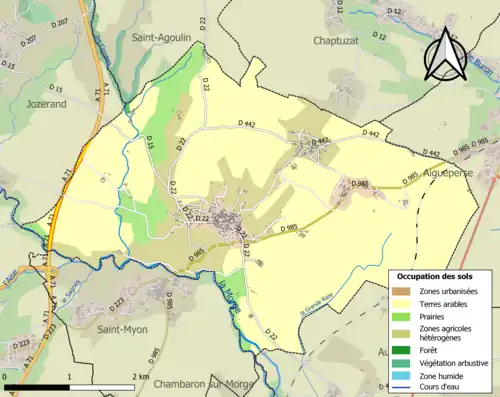 Carte en couleurs présentant l'occupation des sols.