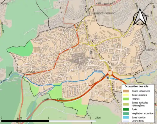 Carte en couleurs présentant l'occupation des sols.