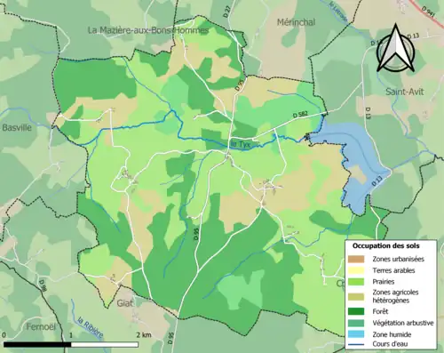 Carte en couleurs présentant l'occupation des sols.