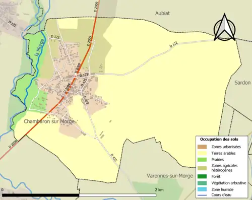 Carte en couleurs présentant l'occupation des sols.