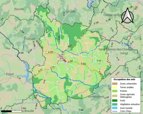 Carte en couleurs présentant l'occupation des sols.
