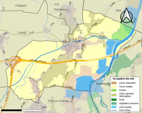 Carte en couleurs présentant l'occupation des sols.